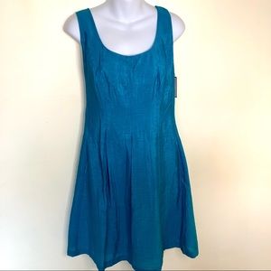 NWT Nine West textured blue pleated fit and flare lined cocktail dress